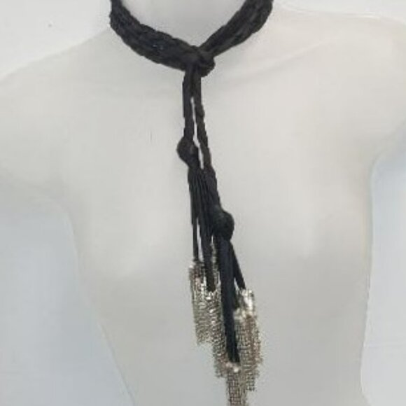 Ferrara Whiting and Davis Versatile Satin Belt/Necklace with Five Tassels main image 4